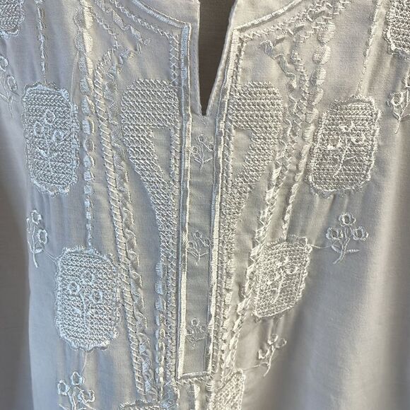 Boho Cottagecore Embroidered Peasant Style Cotton Blend White Blouse Top - Picture 5 of 8